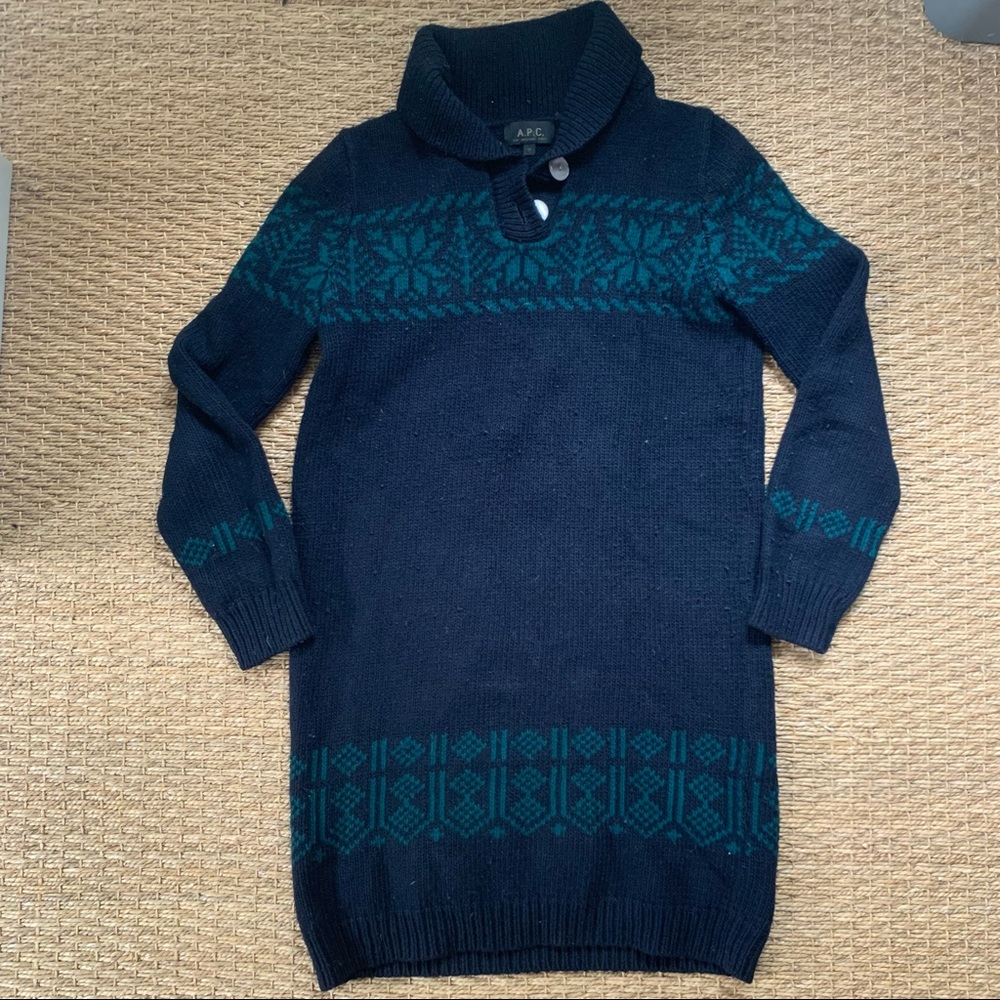 APC sweater dress, shawl collar, M